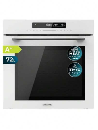 Cecotec Horno Multifunción Bolero Hexa SM406000 Glass White A+: Cocción a 500 ºC, 2900W, 72L, 12 Funciones Automáticas, Cocción al Vapor, Piedra para Pizza y Steam Assist. Innovadora resistencia de grafeno para calentamiento rápido y eficiencia energética A+. Diseño elegante en acero inoxidable para cualquier cocina.