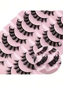 10 Pairs DH Curled False Eyelashes, Fluffy & Thick Criss-Cross Style, Suitable For Beginners, Reusable & Washable, Create Versatile Looks - View 6