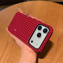 GIIPPA 红色格子图案二合一手机壳，兼容 17、16、15、14、13、12、11 和 Pro Max 系列 - 紅色 - 查看 4