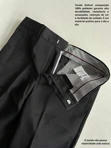 Men's 2-Piece Set - Men's Tailored Slim Fit Executive Polyester Dress Pants, Classic Formal, Lightweight And Stylish. - Black and Black - View 9