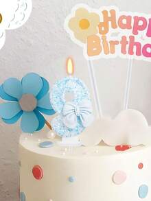 1 pieza Vela decorativa con números de 0 a 9 y mariposa de cristal azul para decorar pastel de cumpleaños o aniversario - Ver 4