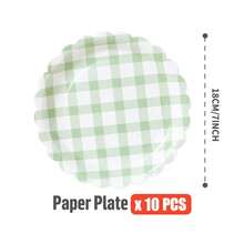 10pcs/20pcs/50pcs Green & White Checkered Floral Shaped Disposable Paper Plates, Party Supplies, Celebration Tableware, Gender Reveal, Birthday Party, Theme Party, Family Picnic Reusable (7inch/9inch) - Multicolor - View 7