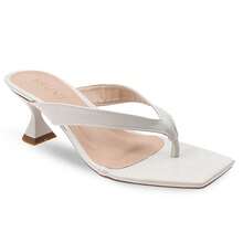 Women's Low Heel Flip-Flop - WHITE - CLOUD DANCER - Kitten Heel Thong - Blanco - Ver 3