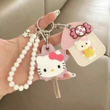 SANRIO 1 szt. Uroczy uchwyt na karty z motywem kreskówkowym, brelok, uchwyt na kartę dostępu, wodoodporny uchwyt na kartę społecznościową z czujnikiem, osłona ochronna windy, odpowiedni na święta, urodziny, rocznice, walentynki, do noszenia na co dzień, portfel, wisiorek, dekoracja plecaka, praktyczny i uroczy zestaw akcesoriów, upominek na imprezę, ochraniacz na klucze - Wielokolorowe - Zobacz 11