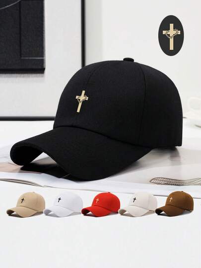 1pc Cross Pattern Baseball Cap, Classic Casual Retro Style, Soft Sweatband, Multi-Color Options, Adjustable Size, Lightweight Sun Protection, Versatile Vintage Dad Hat, Suitable For Outdoor Sports, Daily Wear, Gatherings And Vacations, Perfect Gift For Family And Friends