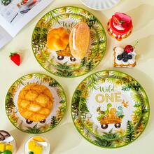 10pcs/20pcs/50pcs Dinosaur 1st Birthday Party Disposable Paper Plates, Party Supplies, Celebration Tableware, Gender Reveal, Birthday Party, Theme Party, Family Picnic, Reusable (7inch/9inch) - Multicolor - View 5