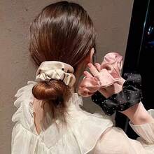 14pcs/7pcs/6pcs Random Dark-Tone Satin Scrunchie Set, Suitable For Ponytail, Bun And Various Hairstyles, Versatile Satin Scrunchies With Rhinestones - Multicolor - View 10