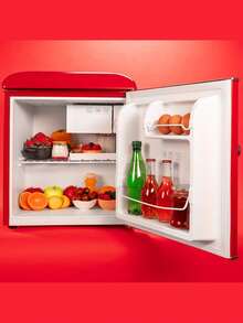 Cecotec Bolero CoolMarket TT 45L Retro Mini Fridge In Red: Large Capacity For Drinks And Cold Food, With Ice Drawer And Vintage Design Touch, Durable Chrome Handle, Energy Class E For Efficient Consumption, Compact And Versatile For Any Space. - Multicolor - View 7