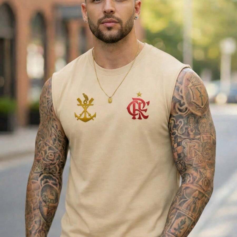 Flamengo Urubu Mengão Football Club Tank Top, Men's And Women's Black Shirt, 100% Premium Cotton, Fan, Casual Streetwear, Sport, Training - 米色 - 查看 1