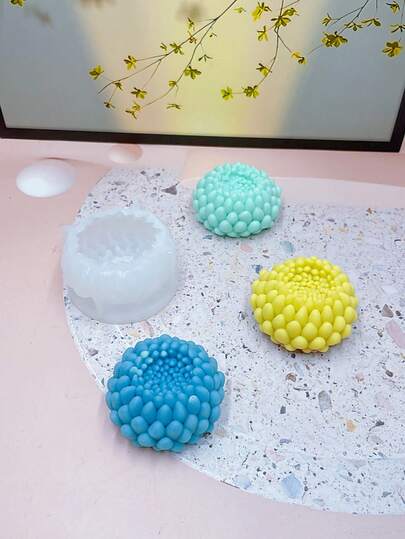 1pc 3D Chrysanthemum Bud Silicone Candle Mold - DIY Plaster & Resin Crafts For Holidays, Elegant Floral Design, Dual-Purpose Handmade, Reusable Home Decor Mold