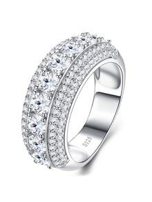 925 Sterling Silver Moissanite Ring, Hypoallergenic, Engagement/Wedding Ring, Minimalist Design, Versatile Daily Wear, Gift For Valentine's Day, Birthday, Wedding, Comes With Gift Box And Certificate - Silver - View 16