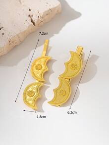 Herseygold 1pc Middle Eastern Arabic Bridal Jewelry Totem Crescent Moon Shaped Hair Clip, Holiday Headdress For Women, Daily Wear, Friend Gift - Gold - View 4
