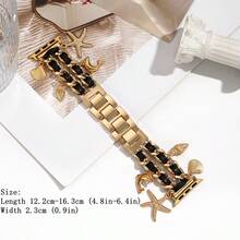 1pc Fashionable Starfish & Shell Design Band, Fits 38/40/41/42/44/45/49mm, Compatible With Apple Watch Ultra/SE/8/7/6/5/4/3/2/1 (Watch Not Included, Band Only) - Gold - View 2