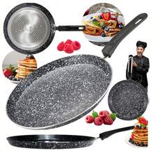 Pots And Pans Non-Stick Pancake Pan Pan Crepe Pancake For Marble Flooring Coatings For Chapati Roti Steak Pizza, Perfect For Breakfast Cookware 22cm, 24cm, 26cm, 28cm. Marble Stone Non-Stick Frying Pan, Easy Clean, Soft Touch Handle, Pancake, Crepe, Forged Aluminum, Induction, Omelette, Chapati, Roti - View 1