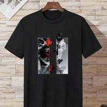 Plus Size Men's Cartoon Graphic T-Shirt, Casual Solid Color Crew Neck Tee Best Sellers. The Fabric Is Comfortable, Making It The Best Gift For Friends And Fans - 2 - 查看 4