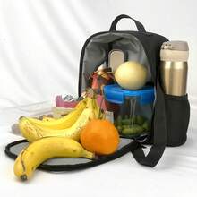 Six Seven Theme Design Lunch Bag - Durable Polyester Square Lunch Tote Bag, Suitable For Schools, Offices, Picnics, Lunch Accessories, Office Food Trucks, Energetic Meal Bags, Picnic Essentials, Sturdy Structure, Picnic Enthusiasts, 2D Flat Surface - 黑色 - 查看 3