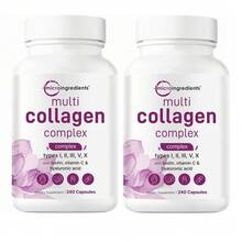 MicroIngredients Multi Collagen Pills For Women & Men, 240 Capsules | Type I, II, III, V, X | Hydrolyzed Peptides With Biotin, Hyaluronic Acid, & Fat Soluble Vitamin C Complex | Non-GMO, Filler Free Weight Loss Free Shipping Sexualwellness Vitamins Supplements Chlorophyll Creatina Monohidratada Vitamins Probiotics For Women Protein Powder Quick Ship Items  Creatina Colageno - 240 Capsules - 查看 1