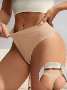 Set Of 6 Comfortable Ribbed Thong Panties For Women - Assorted Colors - 彩色 - 查看 4