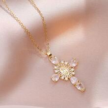 1件优雅十字架吊坠项链，适合作为节日礼物、生日礼物、参加派对和宴会的礼物，以及浪漫惊喜。 - 彩色 - 查看 5