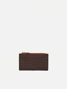 Monedero Metri Marrón con Estampado Geométrico: Diseño Compacto y Funcional con Cierre de Cremallera Dorada. Ideal para Mujeres que Buscan Estilo y Organización, Este Monedero de Misako Ofrece Múltiples Compartimentos para Tarjetas y Bolsillo Tipo Ventanilla. Perfecto para Adaptarse a Diferentes Estilos y Ocasiones. - Marrón - Ver 1