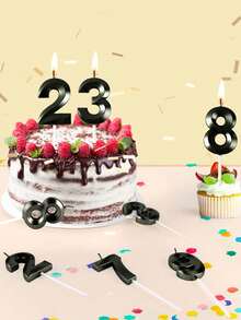黑色贝壳数字0-9蜡烛，生日、周年纪念、求婚、生日派对、单人派对蛋糕装饰蜡烛 - 查看 5