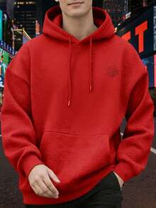 Moletom Canguru Unissex Dragão Oriental Estampa Grande Streetwear Urbano Premium Flanelado Inverno Casual Confortável - Vermelho - Visão 2