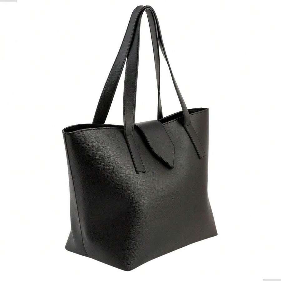 Large Tote-Style Bag With Handles And Zipper - Various Colors - Black - View 1