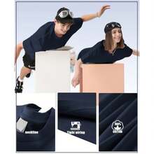 Men's Cotton T-Shirts Oversized Unisex Short Sleeve Crew Neck Loose Basic Tops Solid Athletic Tee - Navy Blue+Deepgrey+Black - View 5