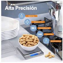 Báscula Gramera Digital de Alta Precisión con Función TARA | Balanza Electrónica para Cocina, Café y Repostería | Pantalla LCD - Multicolor - Ver 5