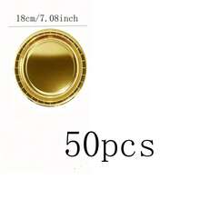 10/20/40/50/60/100pcs 7inch/9inch Disposable Gold Paper Plates, Thick & Durable, 3-Second Cleanup, Reusable For Party, Camping, Home Stocking, Birthday, Graduation, Holiday Events - Gold - View 14
