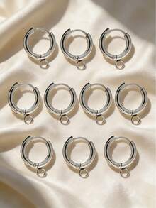 10pcs Minimalist Versatile Earring Stud Base, Stainless Steel DIY Earring Hoop Accessories, Jewelry Making Earring Findings - 10pcs Earring Accessories - View 4