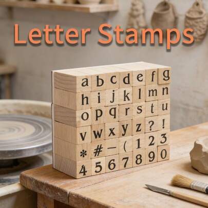 Ceramic Letter Stamps, Wooden Letter & Number Stamps, Suitable For Ceramic Crafts, DIY Handmade, Scrapbooking And Card Making