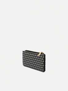 Monedero Metri Marrón con Estampado Geométrico: Diseño Compacto y Funcional con Cierre de Cremallera Dorada. Ideal para Mujeres que Buscan Estilo y Organización, Este Monedero de Misako Ofrece Múltiples Compartimentos para Tarjetas y Bolsillo Tipo Ventanilla. Perfecto para Adaptarse a Diferentes Estilos y Ocasiones. - Marrón - Ver 3