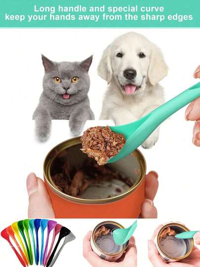 5pcs Plastic Pet Food Scoops, Colorful Battery-Free Cat Feeding Spoons, Durable Pet Supplies
