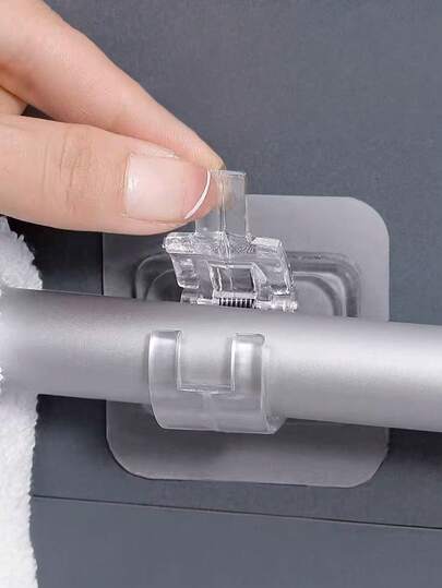 8pcs Door Curtain Rod, Perforated Hook, Telescopic Curtain Rod Support, Single Rod Fixing Device, Complete Set Of Bathroom Curtain Rods & Half-Length Curtain Rods, Adjustable Wall Mounted Curtain Rod Hardware Kit For Home Bathroom Window Use