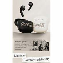 Coca Cola Coca-Cola T70 Retro Beat Bluetooth Earbuds, 13mm Driver, Bluetooth 6.0, Leather Texture, 3g Lightweight, Black/Beige - View 4