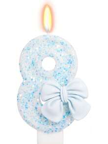 1 pieza Vela decorativa con números de 0 a 9 y mariposa de cristal azul para decorar pastel de cumpleaños o aniversario - Ver 7