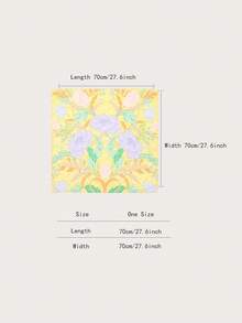 1 chiếc khăn vuông in họa tiết đơn giản 70cm, khăn bandana mùa xuân mới cho nữ, đa năng dùng làm khăn thắt eo, băng đô, khăn quàng cổ thời trang. - Màu vàng - Xem 2