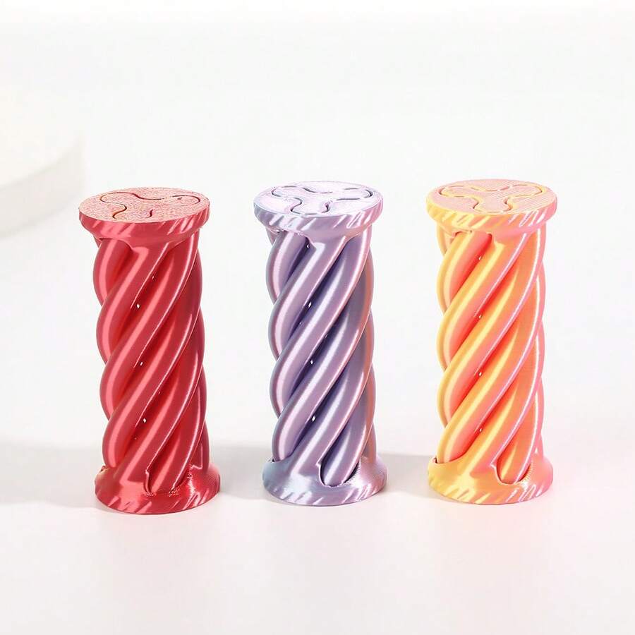 1个螺旋手指玩具，可推、可拉、可旋转，趣味小玩意，舒缓压力的感官玩具，可移动桌面玩具，办公玩具，减压桌面玩具 - 彩色 - 查看 1