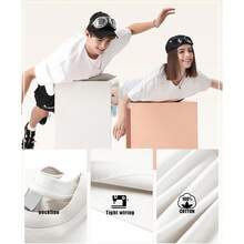 Men's Cotton T-Shirts Oversized Unisex Short Sleeve Crew Neck Loose Basic Tops Solid Athletic Tee - Putih+putih+putih - View 5