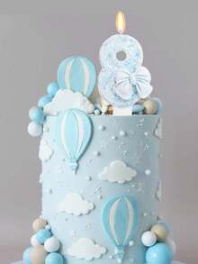 1 pieza Vela decorativa con números de 0 a 9 y mariposa de cristal azul para decorar pastel de cumpleaños o aniversario - Ver 2