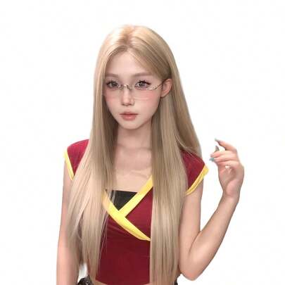 alicegarden Tóc giả ren phía trước 4*1, tóc giả dài gợn sóng, rẽ ngôi giữa, 1 chiếc tóc giả sợi tổng hợp chịu nhiệt, nhiều màu, dài 28 inch, chất liệu sợi tổng hợp, thích hợp để sử dụng hàng ngày, tự nhiên và chân thực (Không bao gồm phụ kiện)