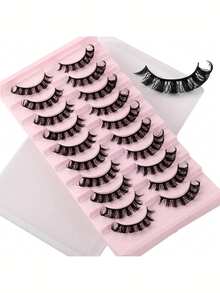 10 Pairs DH Curled False Eyelashes, Fluffy & Thick Criss-Cross Style, Suitable For Beginners, Reusable & Washable, Create Versatile Looks - View 4