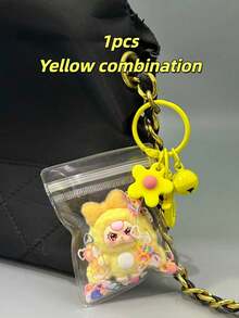 1个可收藏的兔子玩偶系列PVC摆件展示挂件玩具，配有精致钥匙扣和透明闪光保护袋，便携设计，是理想的新年限量版礼物。 - 彩色 - 查看 9