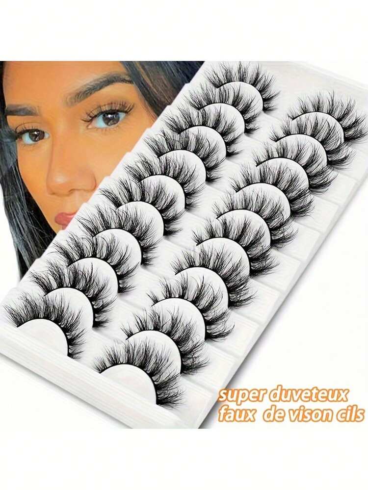 10对8D自然蓬松浓密假睫毛，纤长浓密，DIY睫毛嫁接，持久卷翘，打造迷人大眼，适合女性化妆 - 查看 4