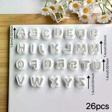 26件套大写字母聚合物粘土耳环模具套装，字母模具，粘土艺术模具，DIY珠宝吊坠制作工具，陶瓷字母工具包，DIY手工符号模具 - 白色 - 查看 6