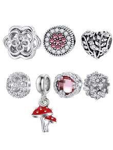 11件套镂空花朵、蘑菇、心形饰品DIY配件 - 彩色 - 查看 4