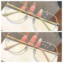 1副女士高品质学生轻便圆形脸型展示眼镜，平面无度数镜框，适合电脑阅读、游戏、看电视和手机使用。 - 彩色 - 查看 9