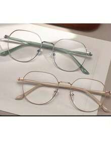 1副女士高品质学生轻便圆形脸型展示眼镜，平面无度数镜框，适合电脑阅读、游戏、看电视和手机使用。 - 彩色 - 查看 22