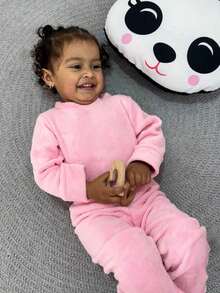 Conjunto Body Bodie e Calça Fleece Manga Longa Bebê Baby Inverno Menina - Unicórnio Rosa F43 - Visão 8